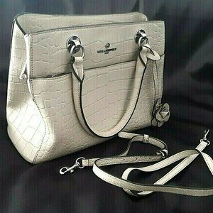 EUC Karl Lagerfeld Paris Croc Embossed Leather Satchel